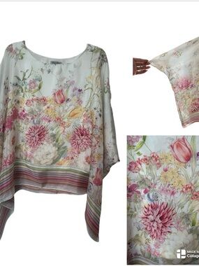 Elena Baldi Italian silk poncho blouse